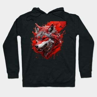 Red wolf head splash art Hoodie